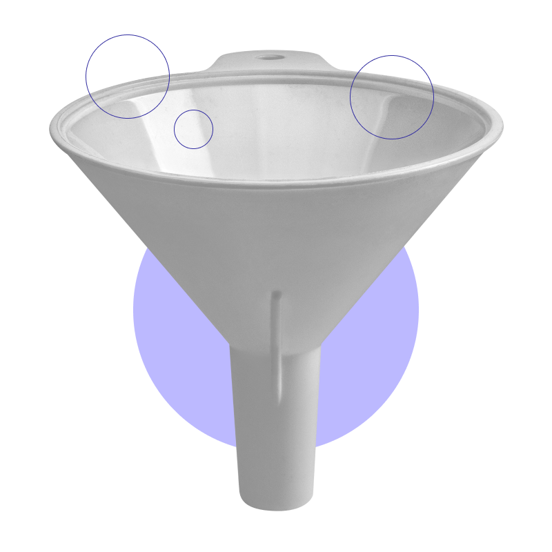 A white funnel. 